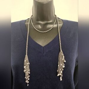 *Rare* Kendra Scott Lariat Necklace Crystal Gun Metal